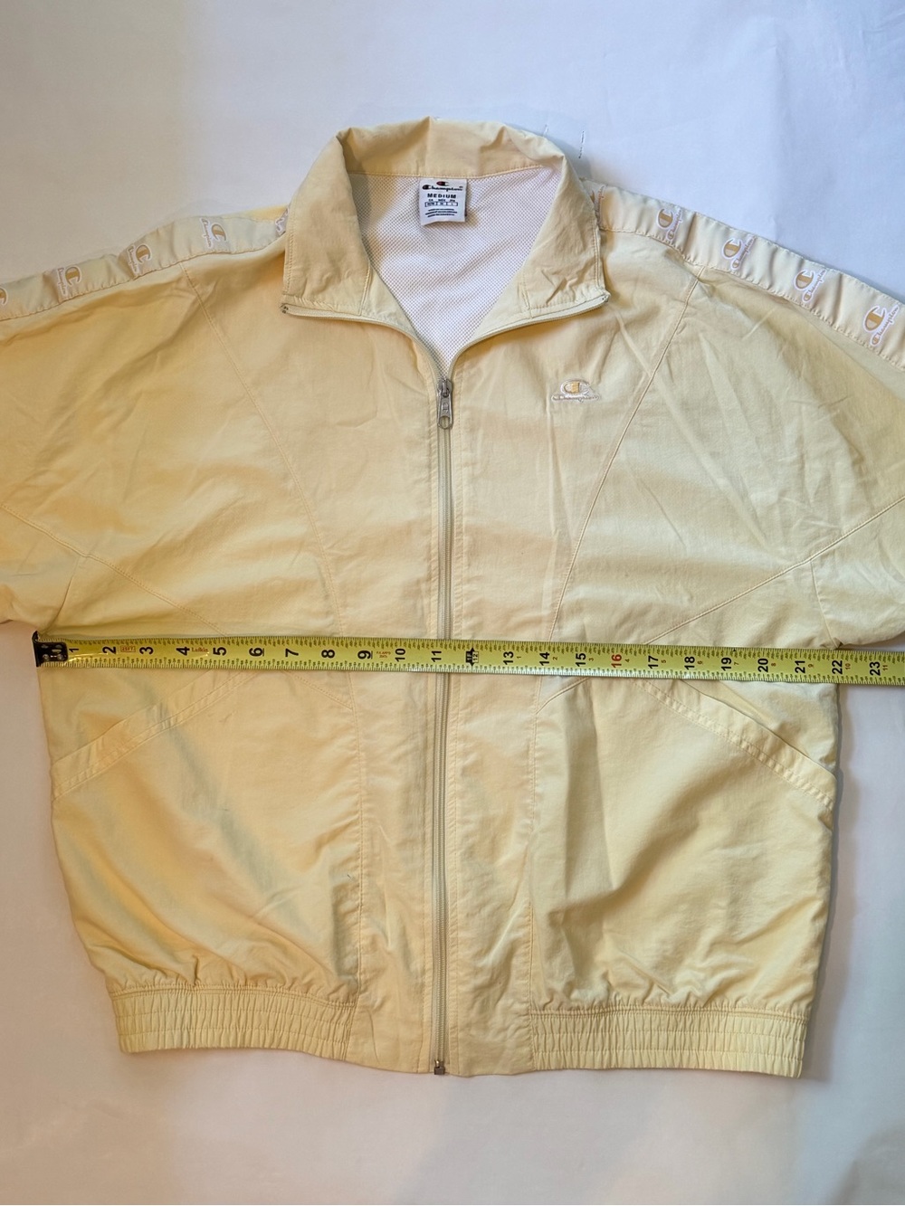 Champion Vintage Style Pastel Yellow Windbreaker Tracksuit Set size Medium - Picture 7 of 8